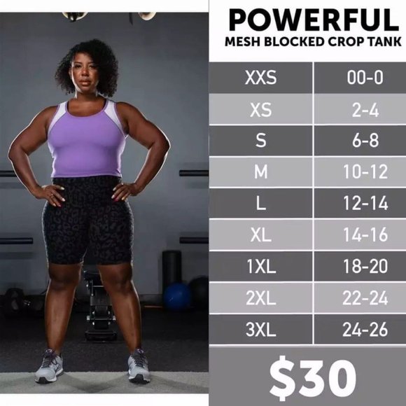 Womens Cropped Tank XL Lularoe Workout Top Blue Black Mesh Fitness Exercise - Picture 7 of 9